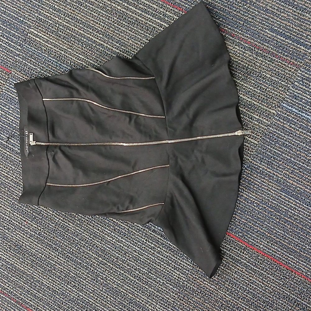 NWT Zara Woman Exposed Zipper Black Skirt XS